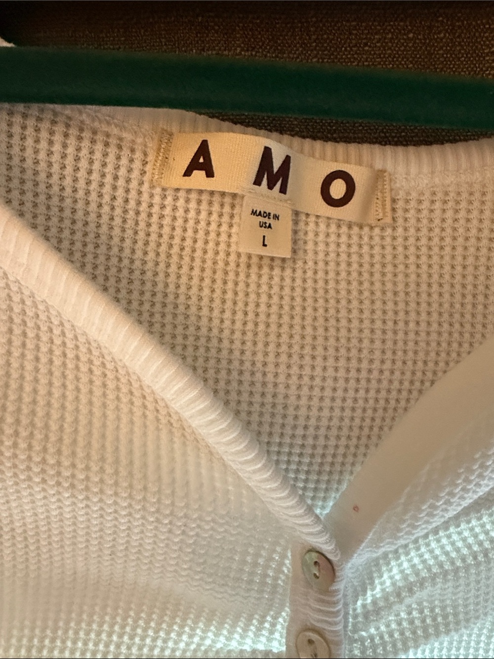 AMO White Waffle-Knit Henley Cardigan - Men's